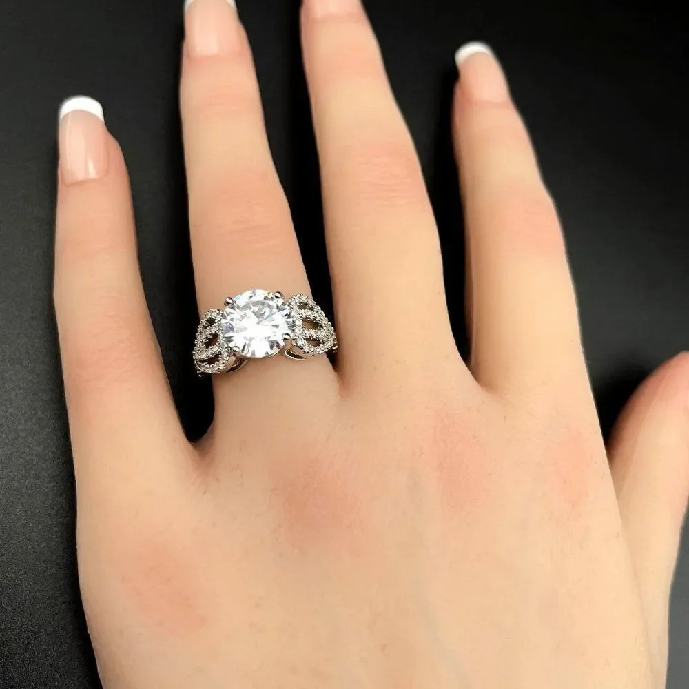 .925 Sterling Silver with White Diamond Cubic Zirconia Vintage Style Ring 6